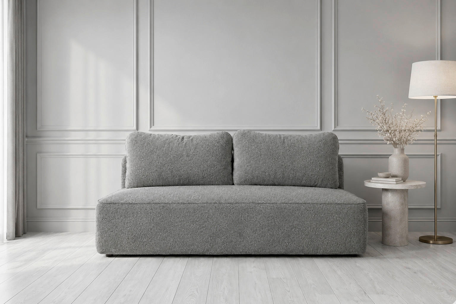 SCHLAFSOFA FREDO Bouclé Grau  inkl.  - Schwarz/Grau, Design, Kunststoff/Textil (212/93/100cm) - MID.YOU