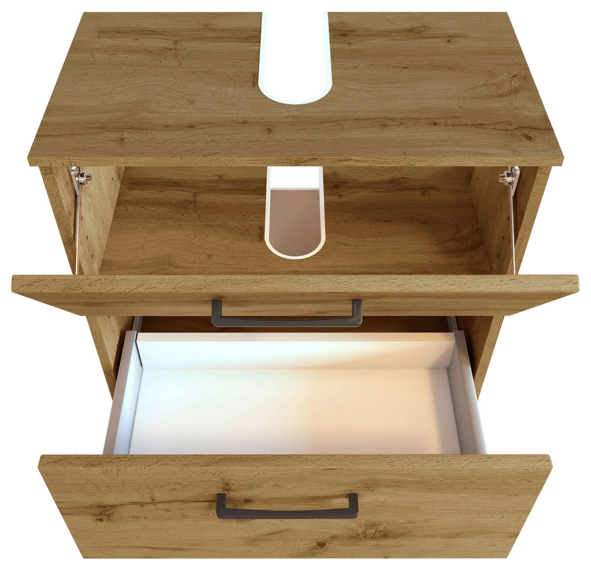 WASCHBECKENUNTERSCHRANK 60/59/35 cm  - Eichefarben/Schwarz, MODERN, Holzwerkstoff/Metall (60/59/35cm) - Held