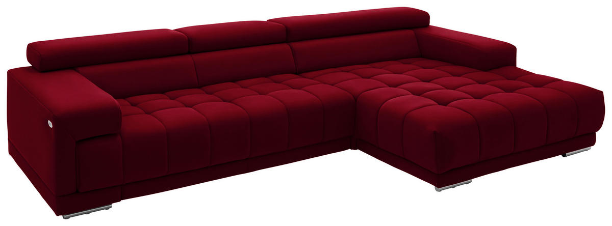 ECKSOFA Mikrofaser Rot  - Silberfarben/Rot, Design, Textil/Metall (335/190cm) - Beldomo Speed