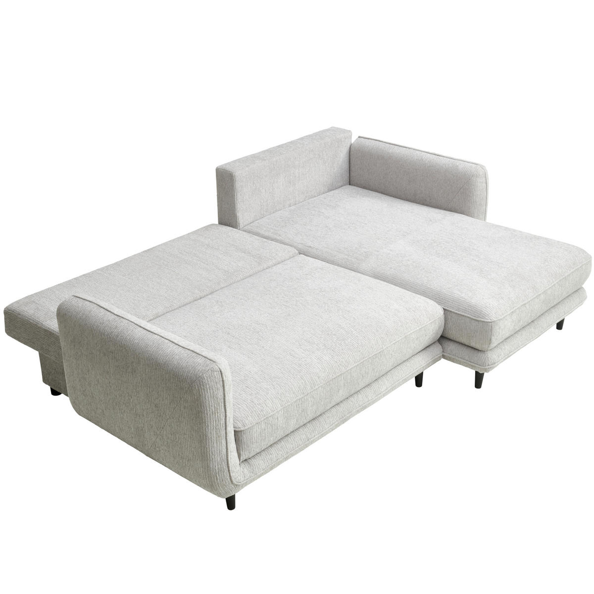 ECKSOFA in Struktur Hellgrau  - Hellgrau/Schwarz, Konventionell, Holz/Textil (247/170cm) - Carryhome