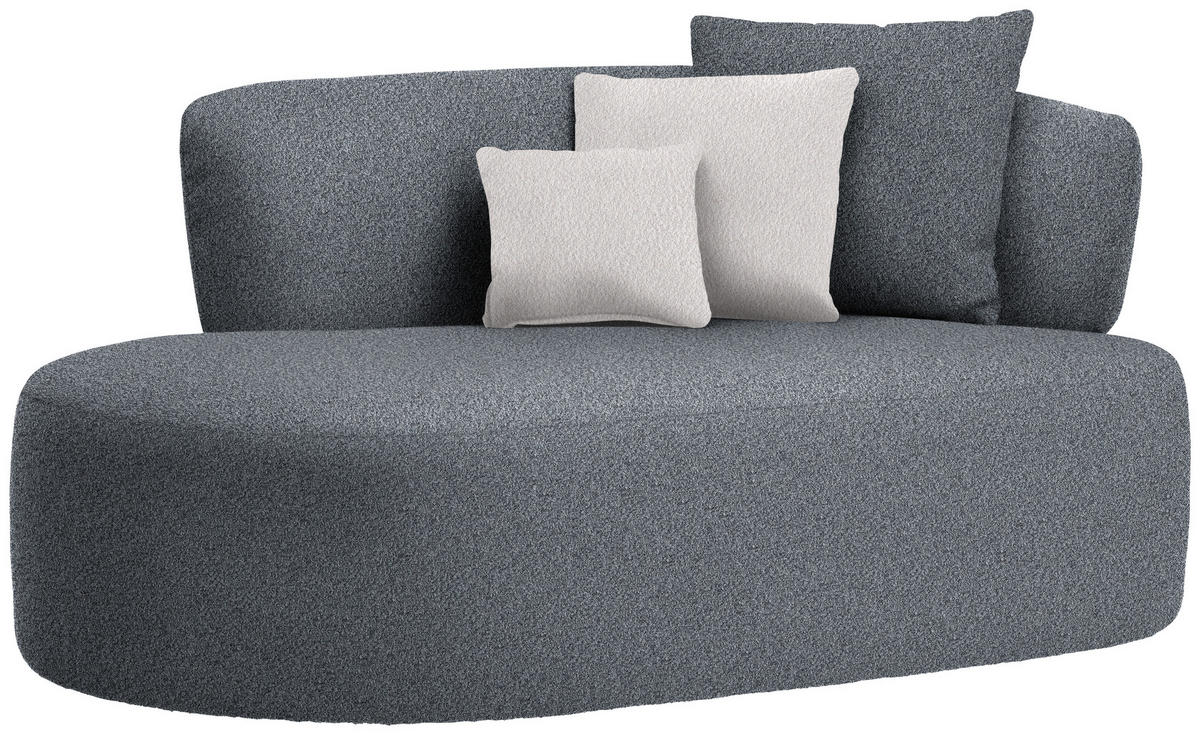 RÉCAMIERE in Bouclé Grau, Hellrosa  - Hellrosa/Schwarz, MODERN, Kunststoff/Textil (166/86/105cm) - Hom`in