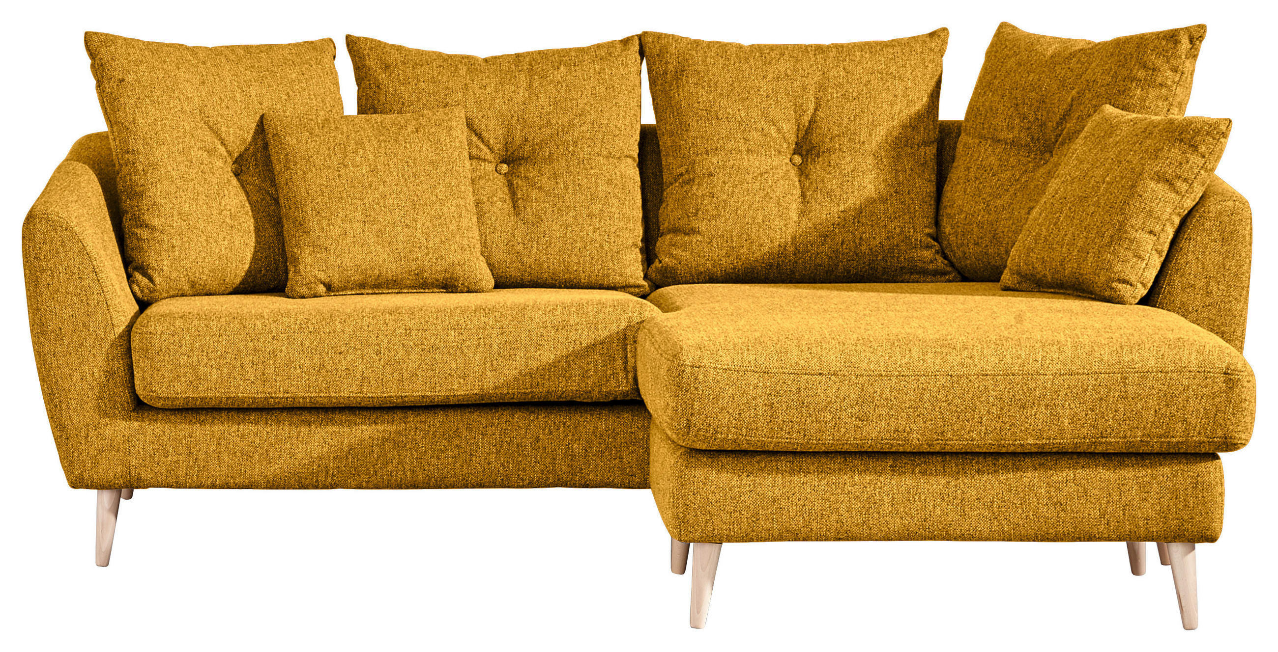 ECKSOFA in Flachgewebe Gelb  - Gelb/Buchefarben, Konventionell, Holz/Textil (210/156cm) - MID.YOU