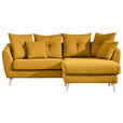 ECKSOFA Gelb Flachgewebe Zierkissen, Rückenkissen, Rücken echt  - Gelb/Buchefarben, KONVENTIONELL, Holz/Textil (210/156cm) - Carryhome