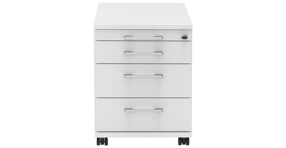 ROLLCONTAINER Weiß, Alufarben - Alufarben/Weiß, KONVENTIONELL, Holzwerkstoff/Metall (42,7/54,4/60cm) - Moderano