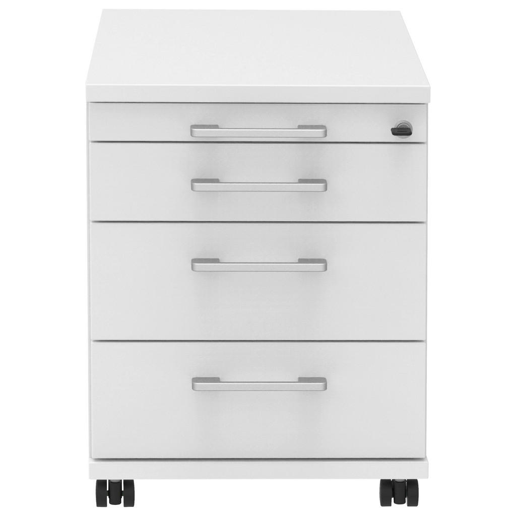 Thumbnail - Moderano Rollcontainer, Weiß, Alu, Metall, 4 Schubladen, 42.7x54.4x60 cm, Made in Germany, Typenauswahl, Arbeitszimmer, ...