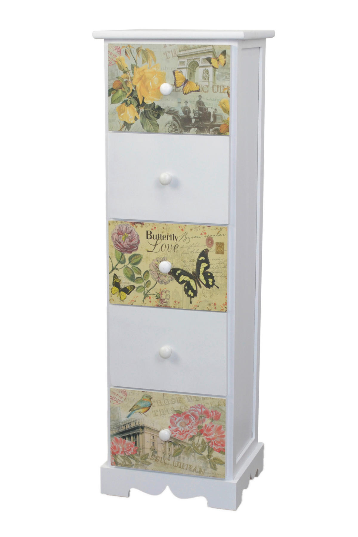 KOMMODE , , 5 Schublade(n)  - Multicolor/Weiß, Design, Holzwerkstoff (25/30/94,5cm) - MID.YOU