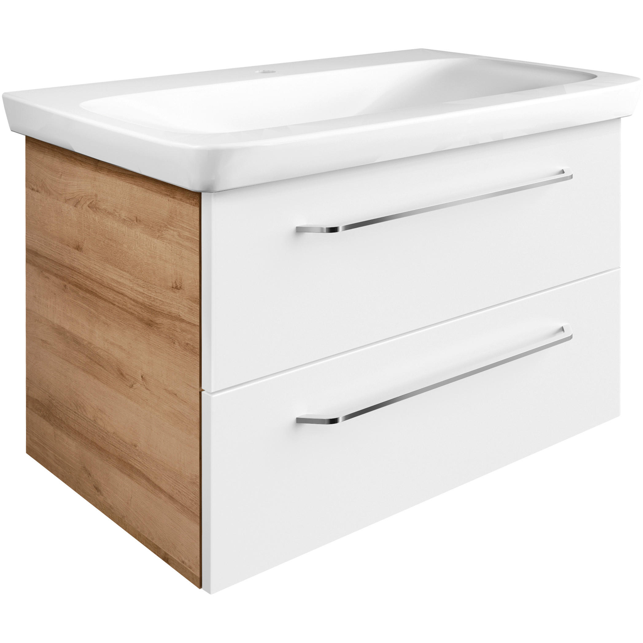 WASCHTISCHKOMBI 89 cm  - Chromfarben/Weiß Hochglanz, Design, Keramik/Holzwerkstoff (89cm) - Voleo