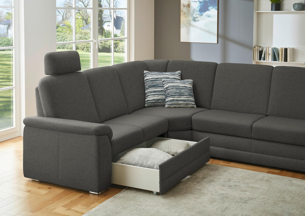WOHNLANDSCHAFT  in Chenille Grau  - Alufarben/Grau, KONVENTIONELL, Holz/Textil (235/329/160cm) - Beldomo Comfort