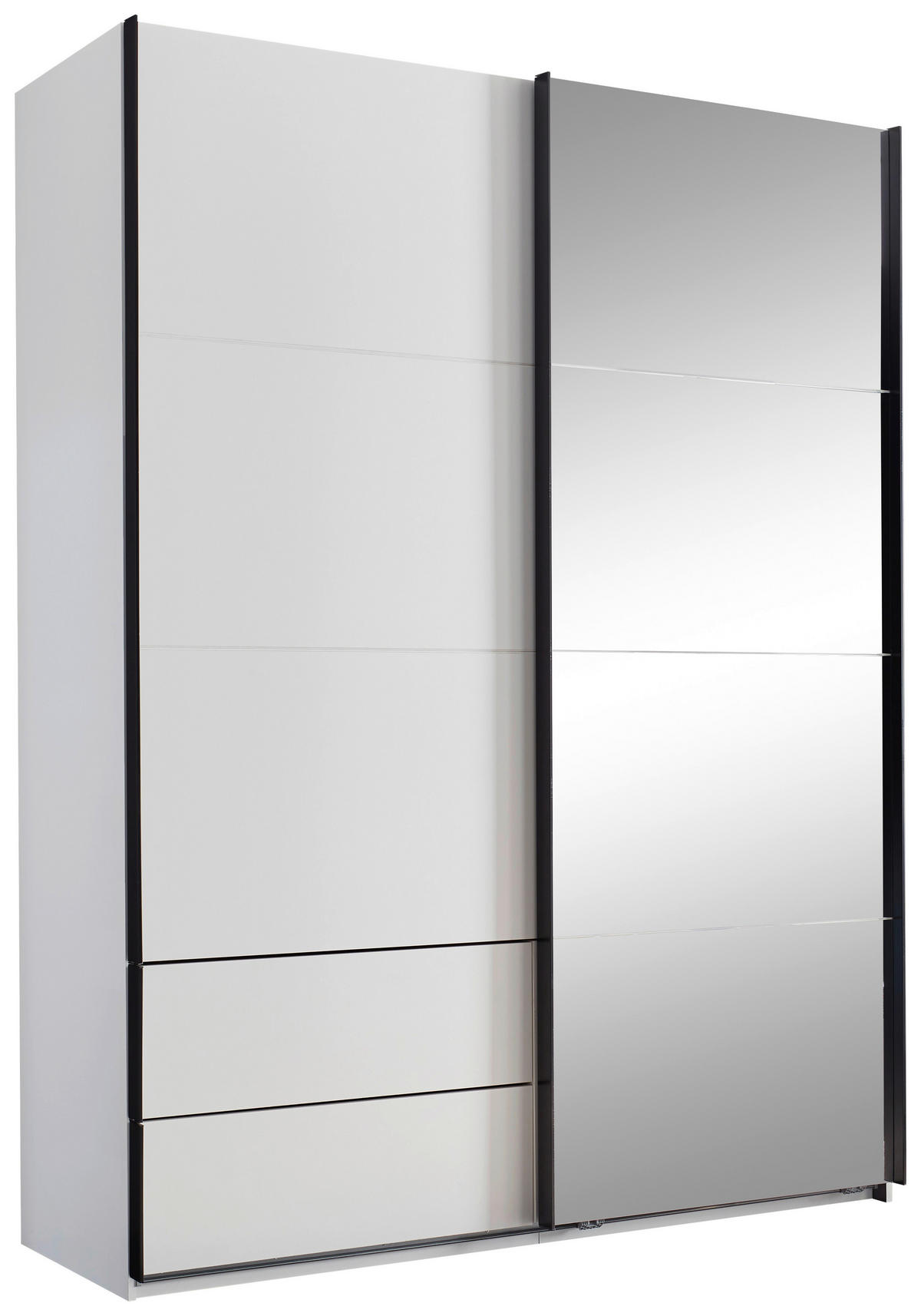 SCHWEBETÜRENSCHRANK  in Schwarz, Weiß  - Schwarz/Weiß, KONVENTIONELL, Glas/Holzwerkstoff (170/225,5/60cm) - Xora