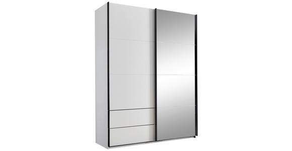 SCHWEBETÜRENSCHRANK  in Schwarz, Weiß  - Schwarz/Weiß, KONVENTIONELL, Glas/Holzwerkstoff (170/225,5/60,5cm) - Xora