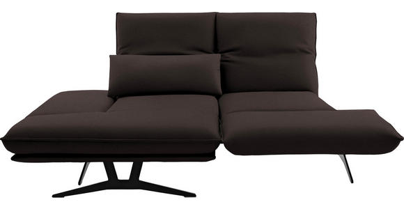 ECKSOFA in Echtleder Braun  - Gelb/Schwarz, Design, Leder/Metall (130/210cm) - Dieter Knoll