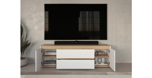 LOWBOARD  160/50/42 cm 2 Schublade(n) stehend  - Schwarz/Weiß, MODERN, Holzwerkstoff/Kunststoff (160/50/42cm) - Carryhome