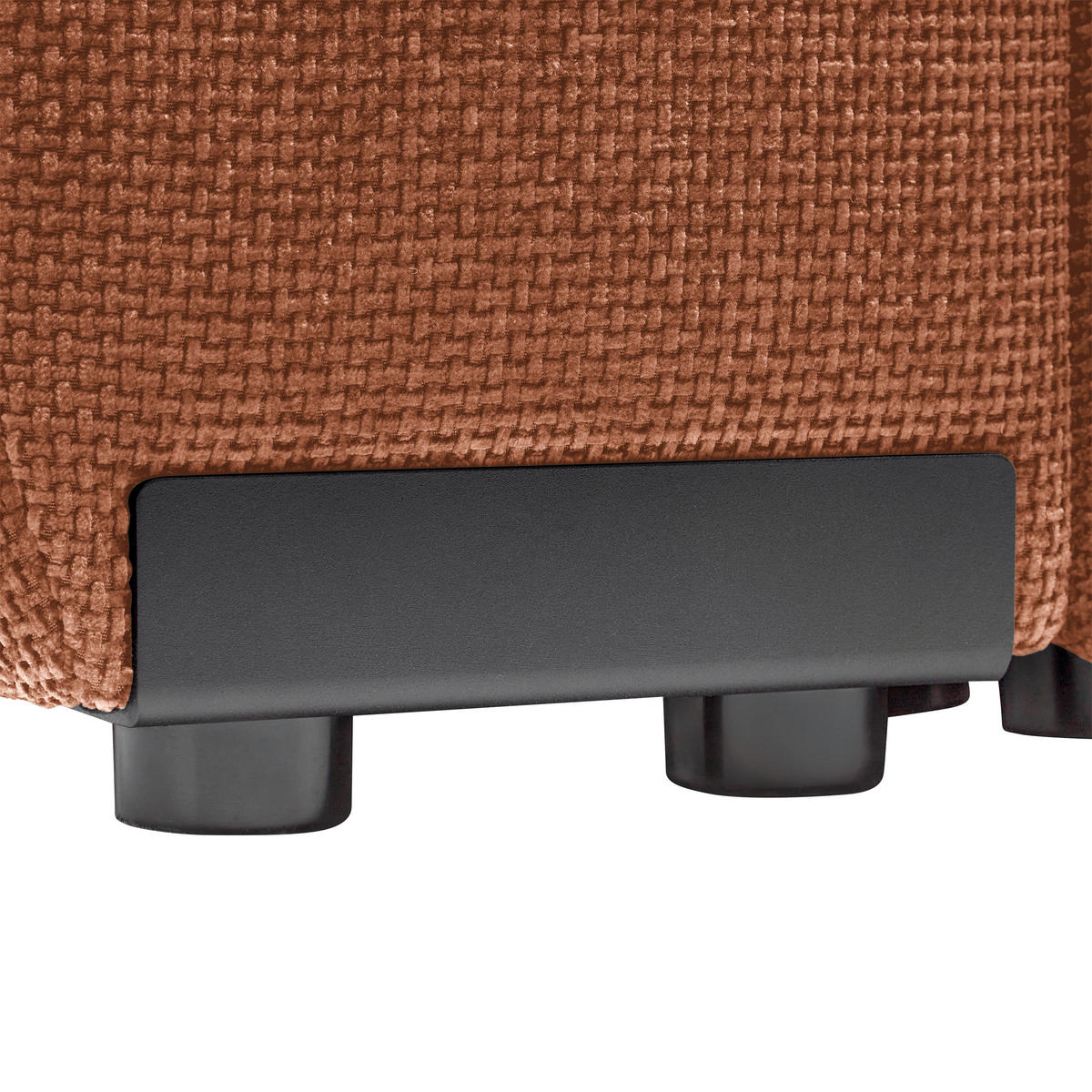 ECKSOFA Flachgewebe Terracotta  - Schwarz Hochglanz/Terracotta, Modern, Textil/Metall (273/93/166cm) - MID.YOU