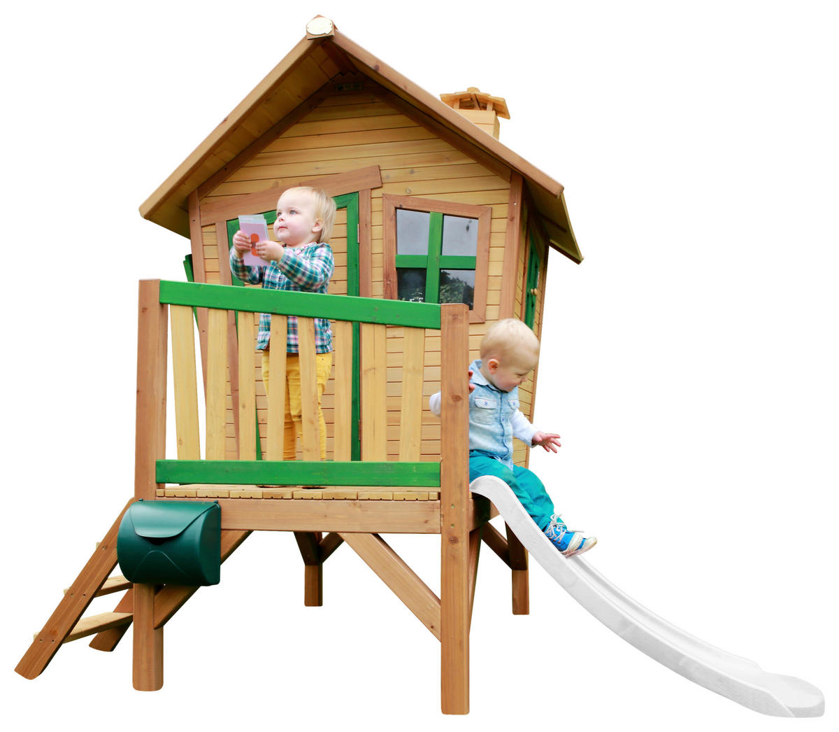SPIELHAUS 264/203/177 cm  - Braun/Weiß, KONVENTIONELL, Holz/Kunststoff (264/203/177cm) - Ambia Garden