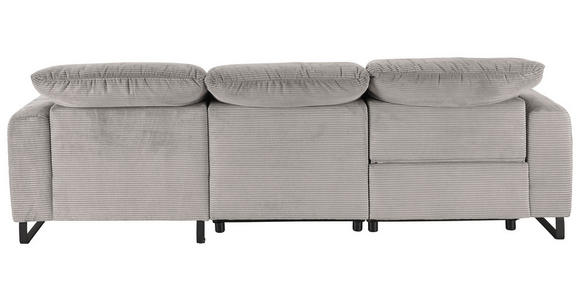 ECKSOFA in Cord Grau  - Schwarz/Grau, KONVENTIONELL, Textil/Metall (266/180cm) - Hom`in