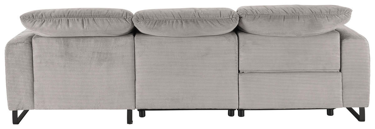 ECKSOFA in Cord Grau  - Schwarz/Grau, Konventionell, Textil/Metall (266/180cm) - Hom`in