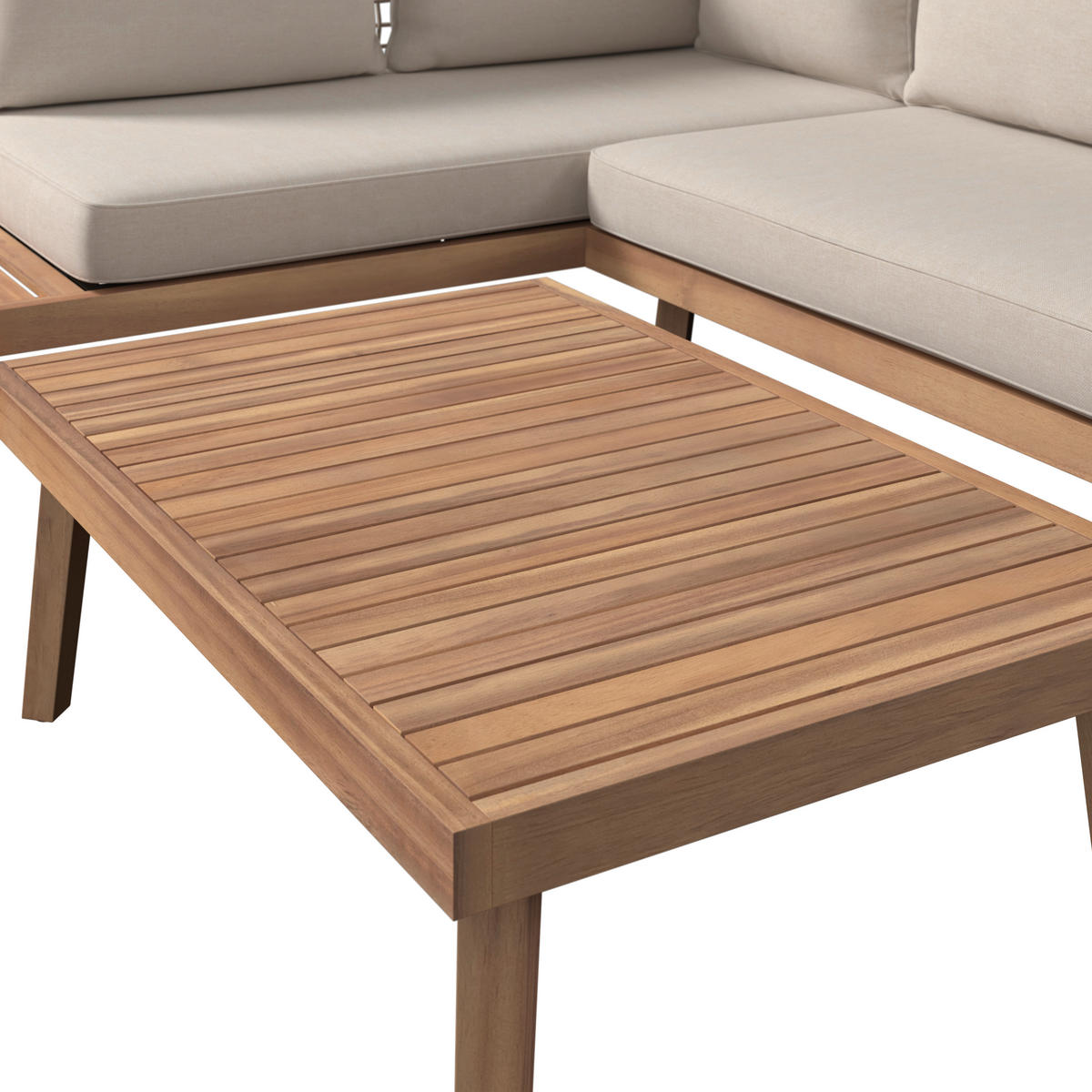 BAŠTENSKA GARNITURA 3 dela  - boja akacije/bež, Konvencionalno, drvo/metal (65/100/33cm) - Ambia Garden