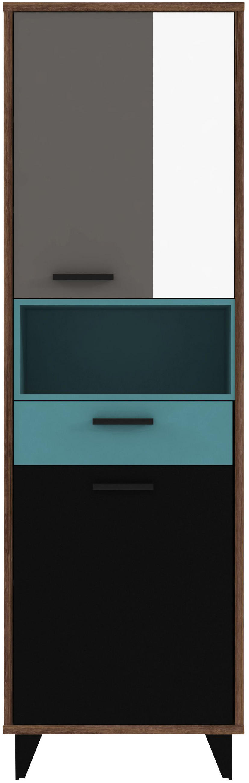 Thumbnail - Carryhome Regal, Grau, Grün, Schwarz, Weiß, Eiche, Kunststoff, 3 Fächer, 1 Schublade(n) Schubladen, 60x192x42 cm, Typena...