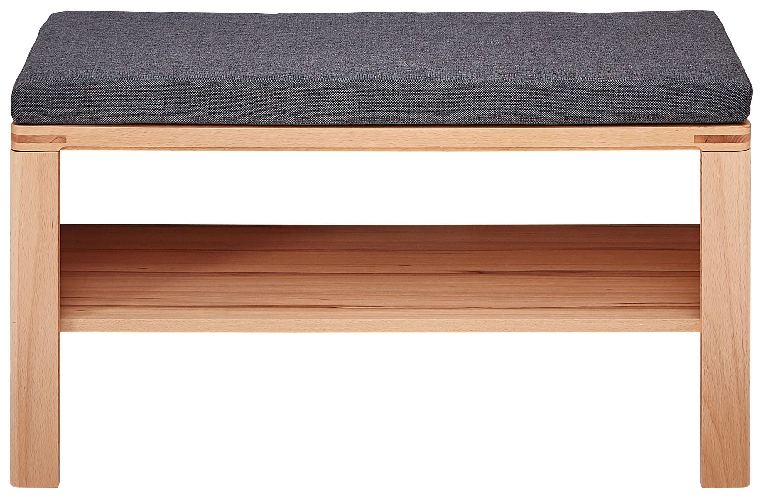 GARDEROBENBANK in 90/48/40 cm - Anthrazit/Buchefarben, Natur, Holzwerkstoff/Textil (90/48/40cm) - Linea Natura