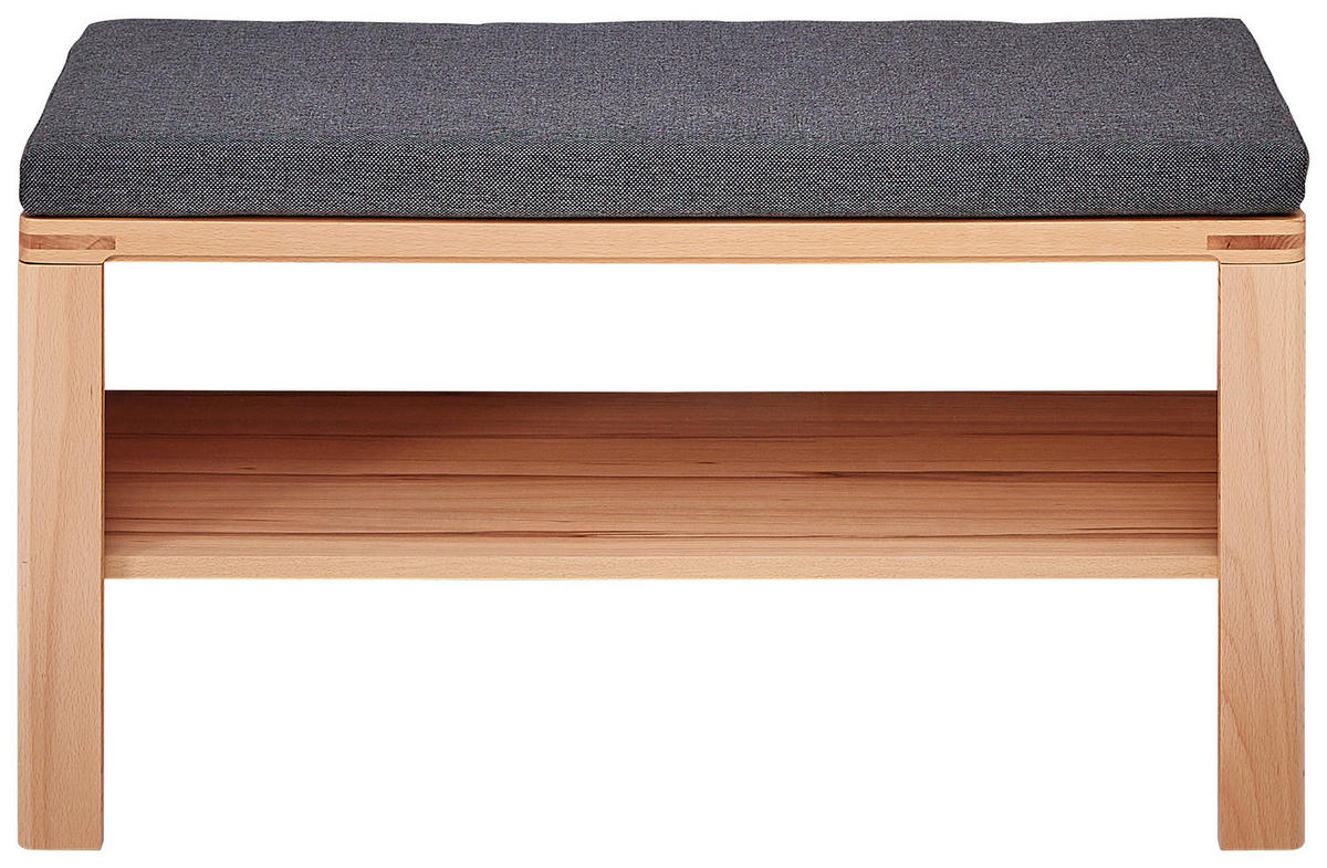 ŠATNÍ LAVICE, 90/48/40 cm - antracitová/barvy buku, Natur, kompozitní dřevo/textil (90/48/40cm) - Linea Natura