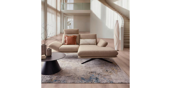 ECKSOFA  in Flachgewebe Beige  234/155 cm  - Beige/Schwarz, Design, Textil/Metall (234/155cm) - Dieter Knoll