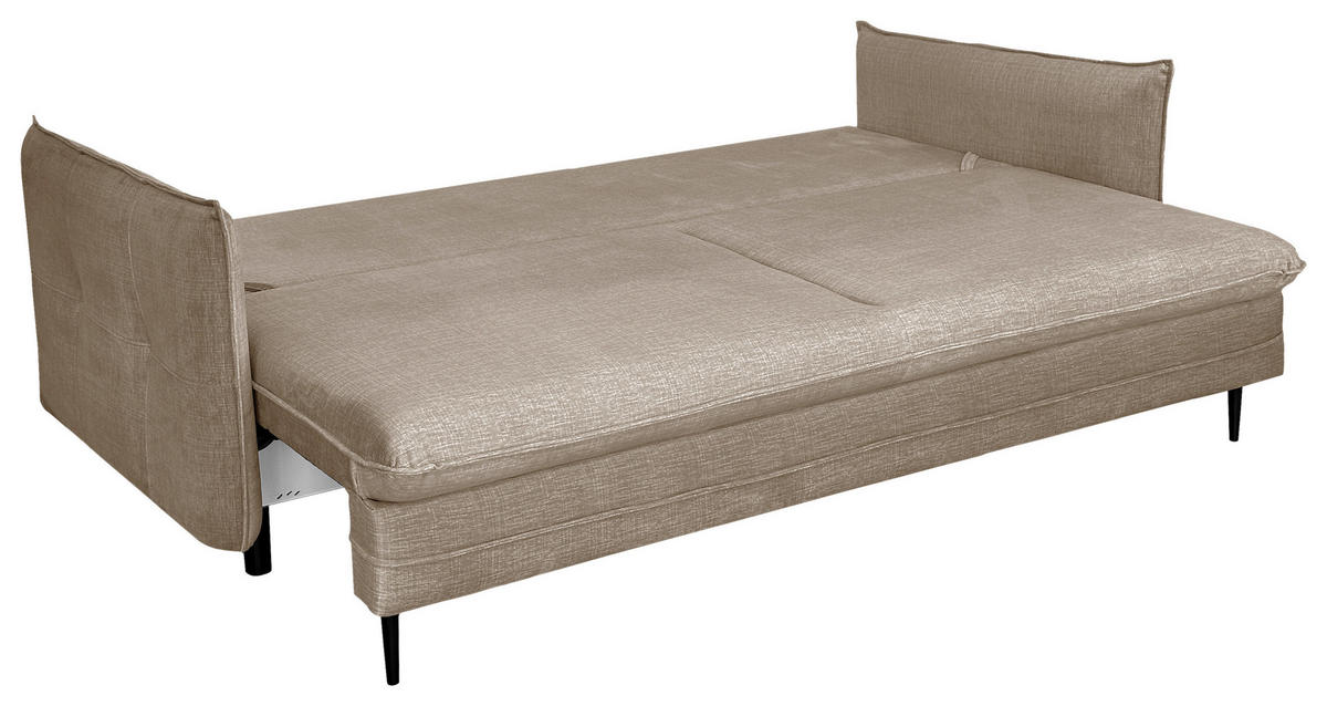 SCHLAFSOFA  mit Liegefunktion Flachgewebe Beige  - Beige/Schwarz, Design, Holz/Kunststoff (216/96/102cm) - MID.YOU