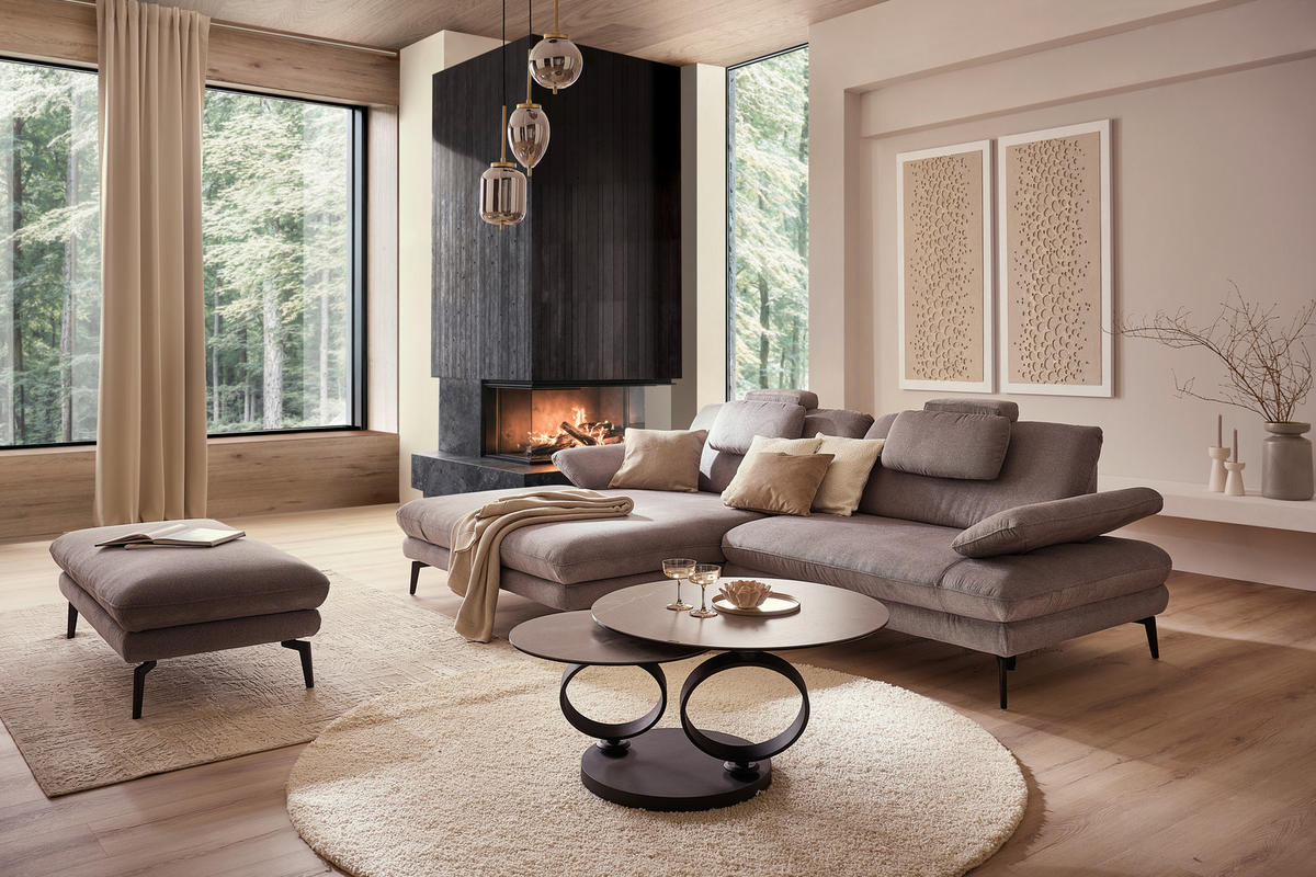 ECKSOFA in Webstoff Grau  - Schwarz/Grau, Design, Textil/Metall (180/284cm) - Dieter Knoll