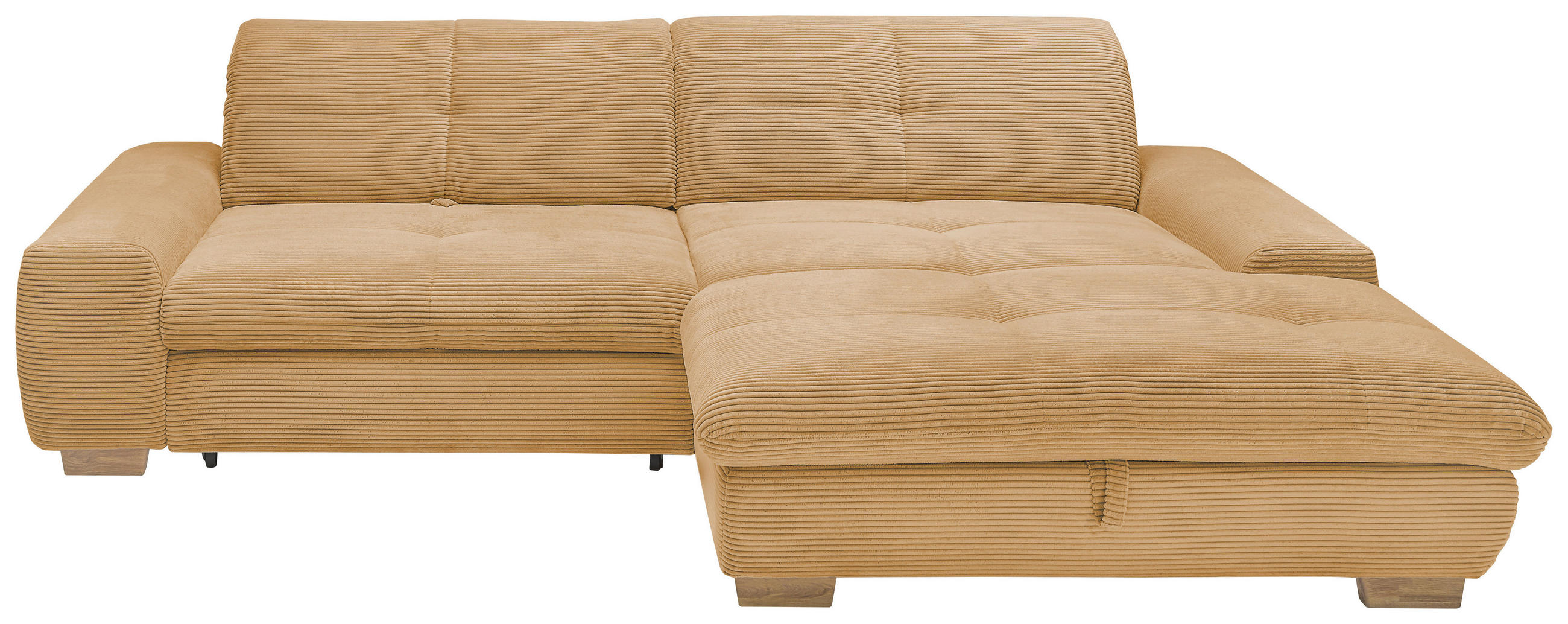ECKSOFA Honig Cord  - Eichefarben/Honig, Design, Holz/Textil (276/198cm) - SetOne by Musterring