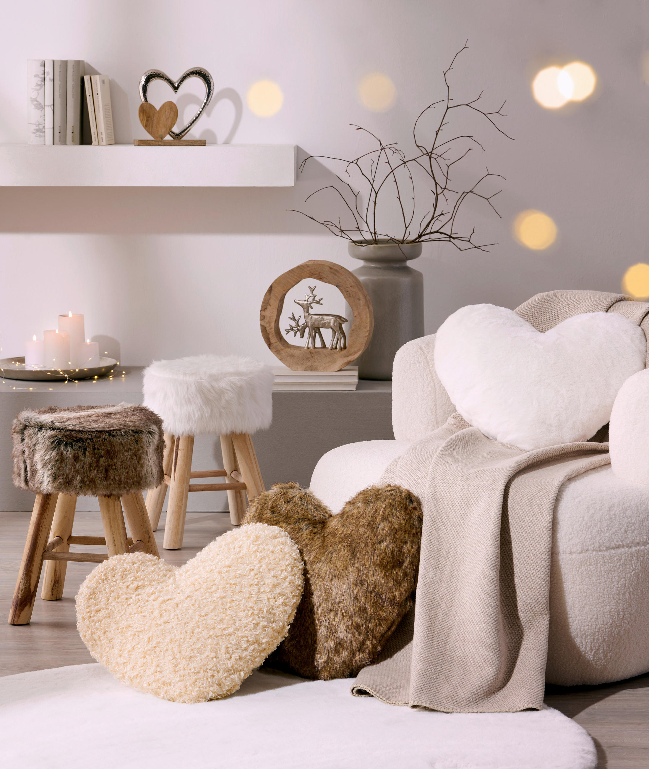 KOŽEŠINOVÝ POLŠTÁŘ 40/40 cm - bílá, Natur, textil (40/40cm) - Ambia Home