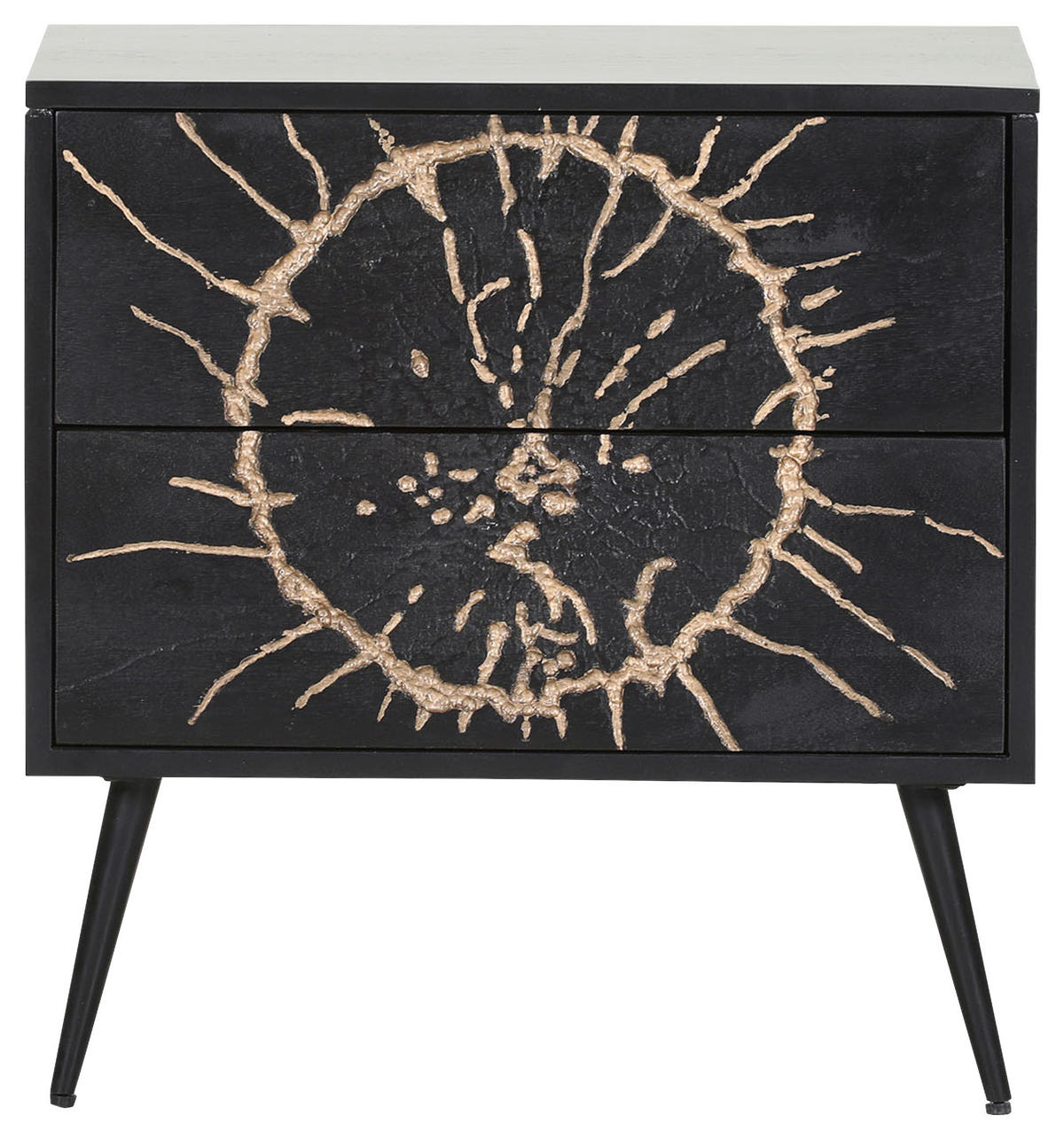 NACHTSCHRANK 58/60/40 cm Mangoholz massiv  - Goldfarben/Schwarz, Design, Holz/Metall (58/60/40cm) - Landscape