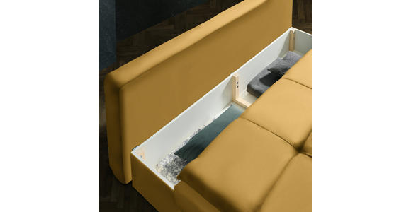 SCHLAFSOFA in Flachgewebe Gelb - Gelb/Schwarz, MODERN, Textil/Metall (208/73/92/102cm) - Novel