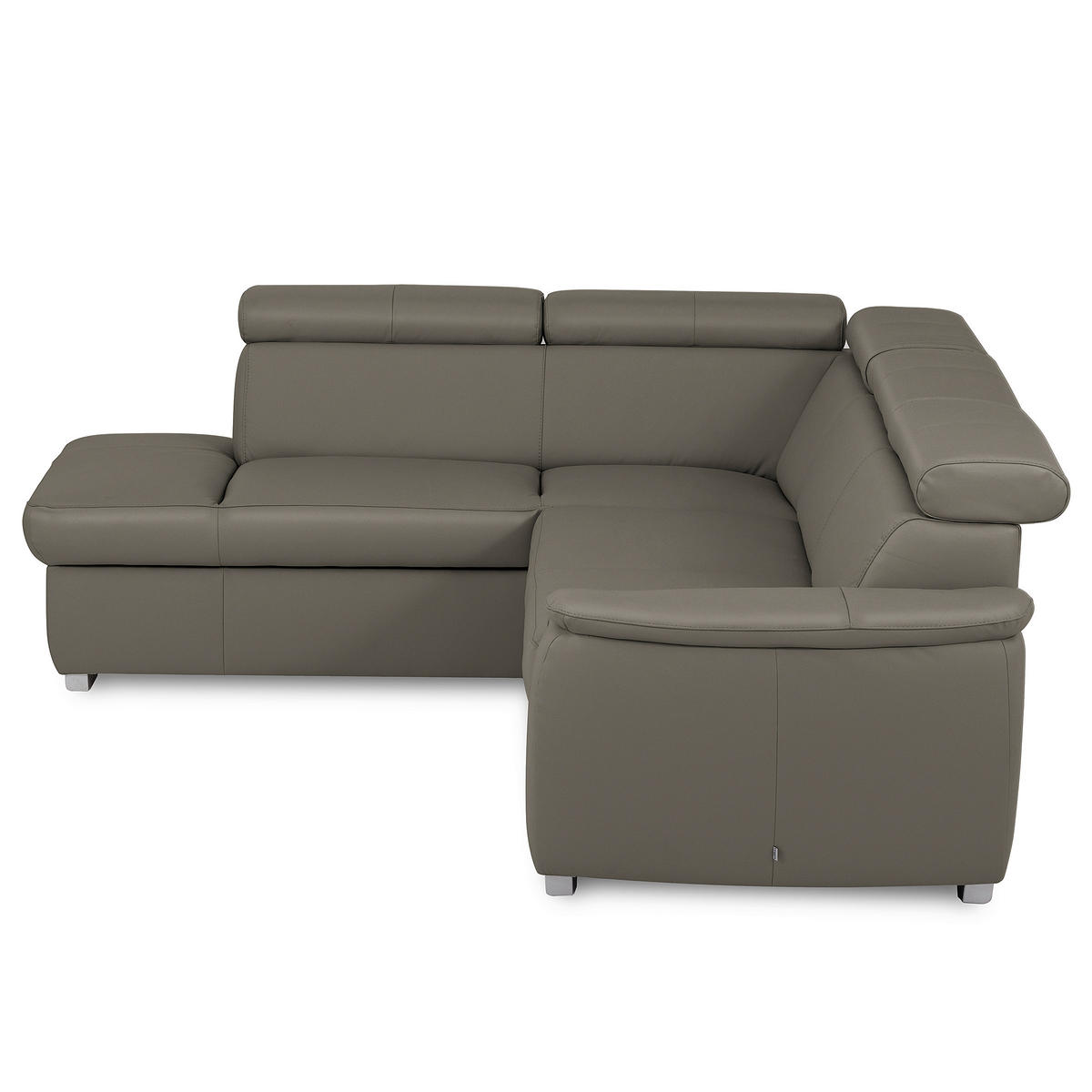 WOHNLANDSCHAFT  in Kombination Echtleder/Lederlook Schlammfarben  - Schlammfarben, Leder/Metall (211/262cm) - Celina Home