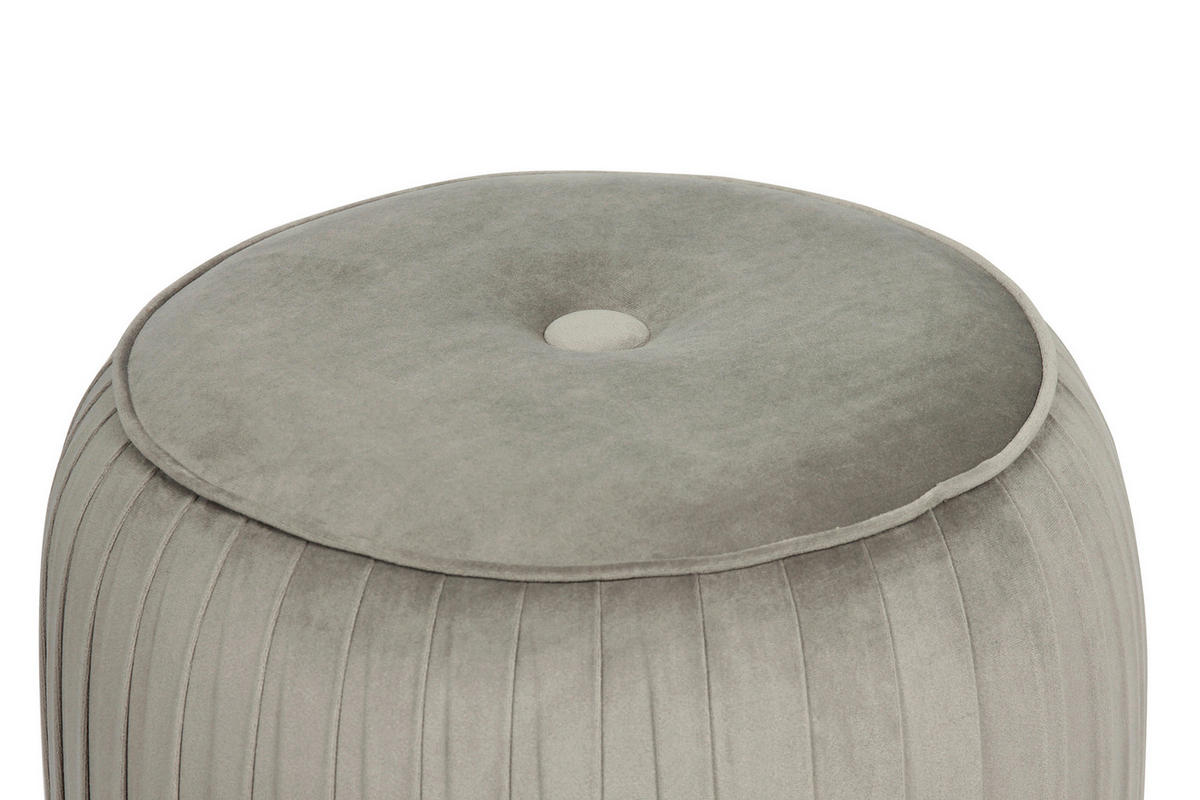 HOCKER Samt Grau  - Goldfarben/Grau, Design, Textil/Metall (43/42cm) - Kayoom