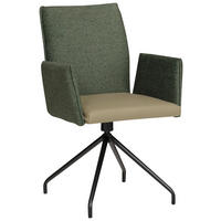 ARMLEHNSTUHL  Stoffauswahl, Typenauswahl, Sitzfläche 360° drehbar Mikrofaser  - Schwarz/Olivgrün, Design, Textil/Metall (60/91/60cm) - Moderano
