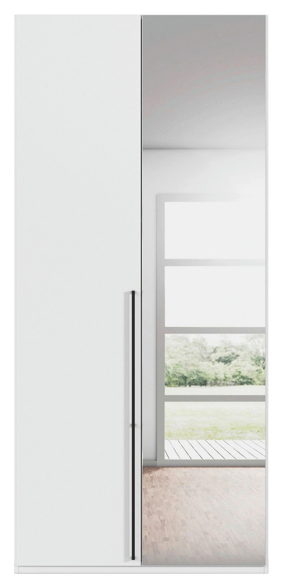 DREHTÜRENSCHRANK 101/235/61 cm,  in Weiß, 2-türig  - Chromfarben/Schwarz, Basics, Glas/Holzwerkstoff (101/235/61cm) - Novel