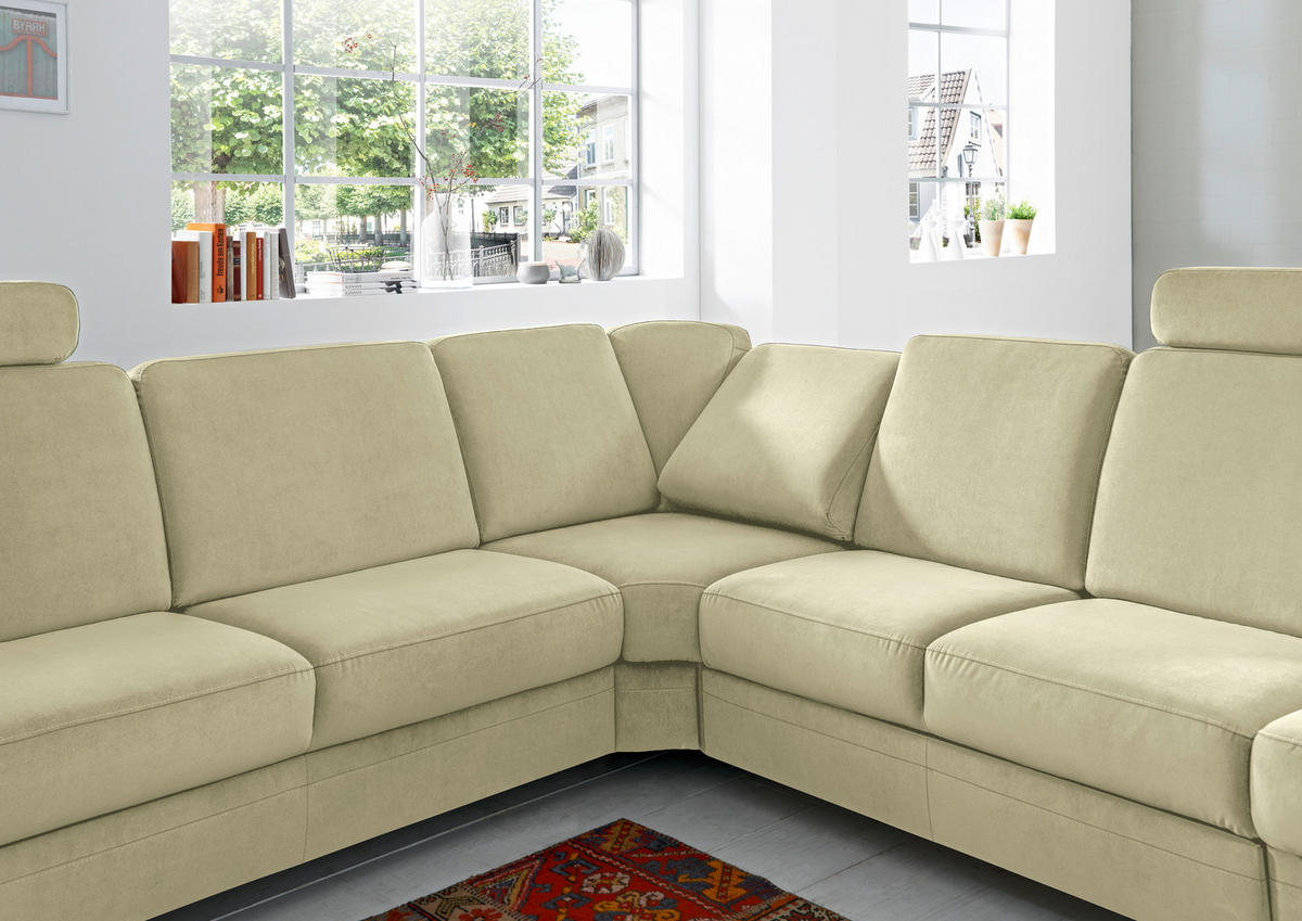 ECKSOFA in Flachgewebe Grün  269/287 cm  - Alufarben/Grün, KONVENTIONELL, Textil/Metall (269/287cm) - Beldomo System