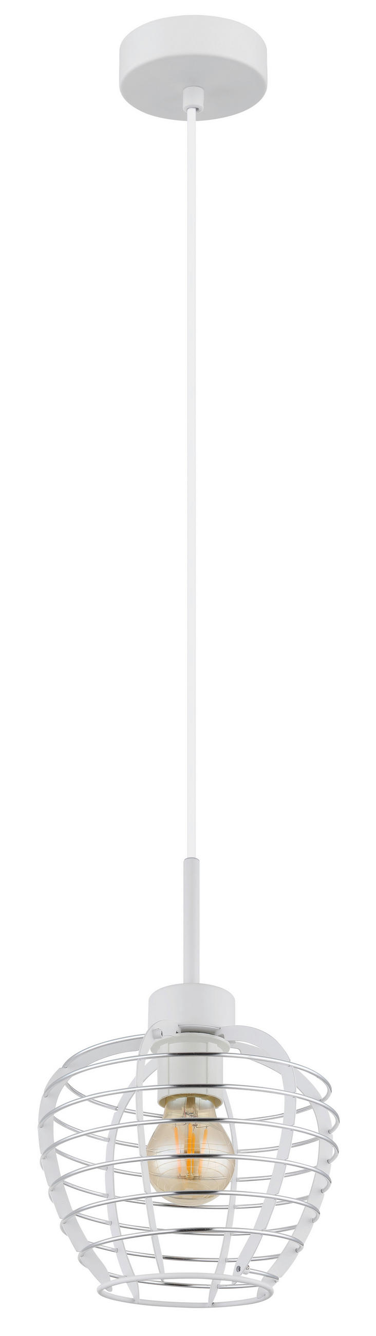 HÄNGELEUCHTE 20,5/120 cm  - Chromfarben/Weiß, Basics, Kunststoff/Metall (20,5/120cm) - Globo