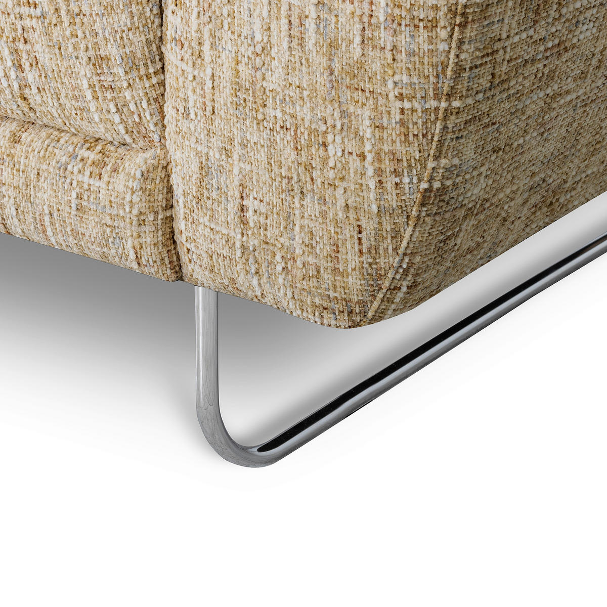 2-SITZER-SOFA SPRING in Webstoff Hellbraun Modern  - Chromfarben/Hellbraun, Design, Textil/Metall (157/85/92cm) - Livetastic