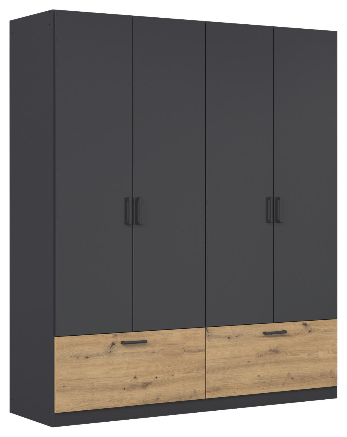 KLEIDERSCHRANK 181/210/54 cm 4-türig Grau, Eiche Artisan  - Eiche Artisan/Grau, Basics, Holzwerkstoff/Metall (181/210/54cm) - Rauch Möbel