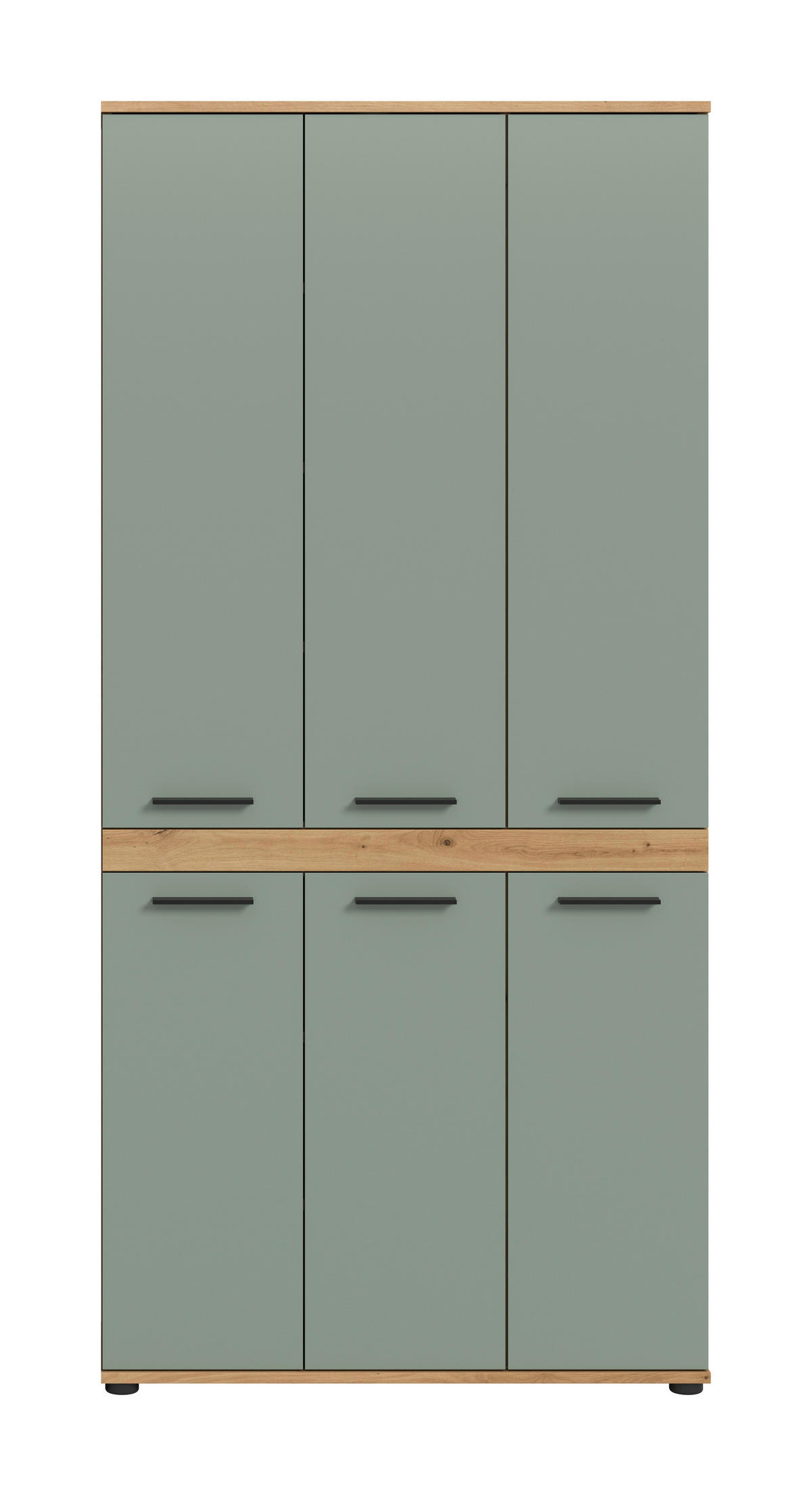 HOCHSCHRANK 90/191/31 cm  - Salbeigrün/Schwarz, Trend, Holzwerkstoff/Kunststoff (90/191/31cm) - MID.YOU