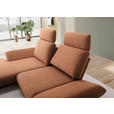 ECKSOFA  in Flachgewebe Cognac Rücken echt, Armteilverstellung, Relaxfunktion  155/234 cm  - Cognac/Schwarz, Design, Textil/Metall (155/234cm) - Dieter Knoll