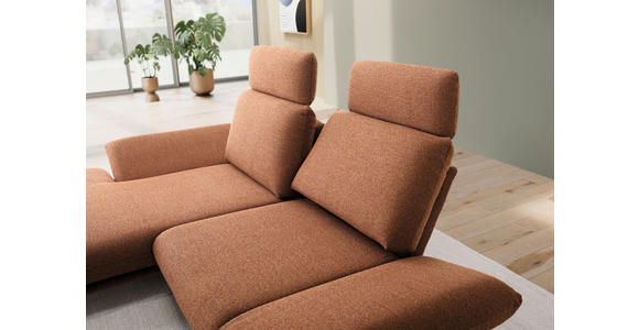 ECKSOFA  in Flachgewebe Cognac Rücken echt, Armteilverstellung, Relaxfunktion  155/234 cm  - Cognac/Schwarz, Design, Textil/Metall (155/234cm) - Dieter Knoll