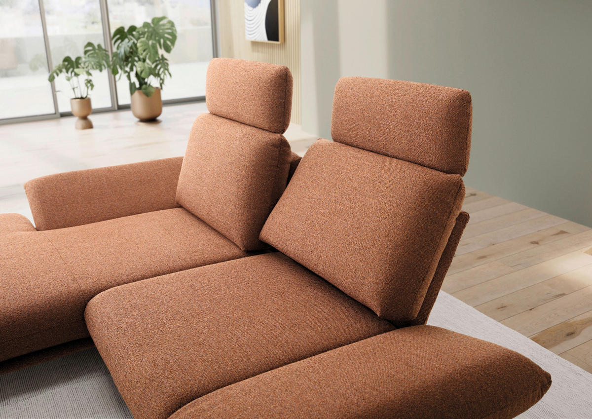 ECKSOFA Flachgewebe Cognac  - Cognac/Schwarz, Design, Textil/Metall (155/234cm) - Dieter Knoll