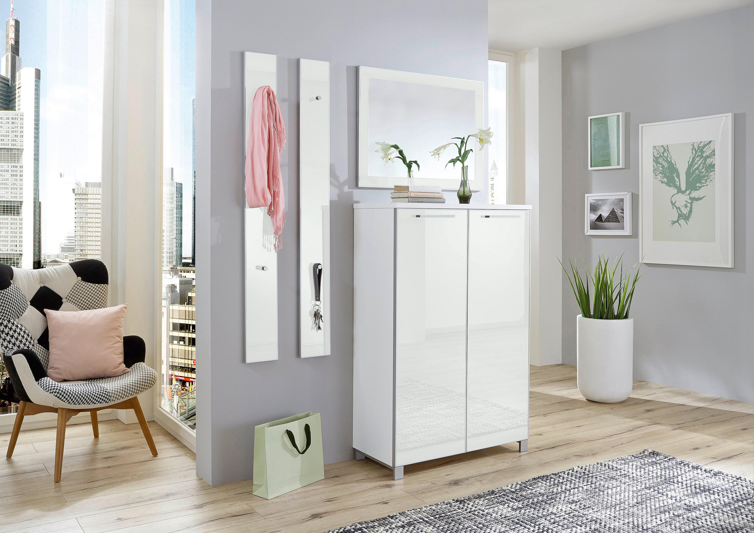 GARDEROBE Weiß - Weiß, Design, Glas (135/195/37cm)