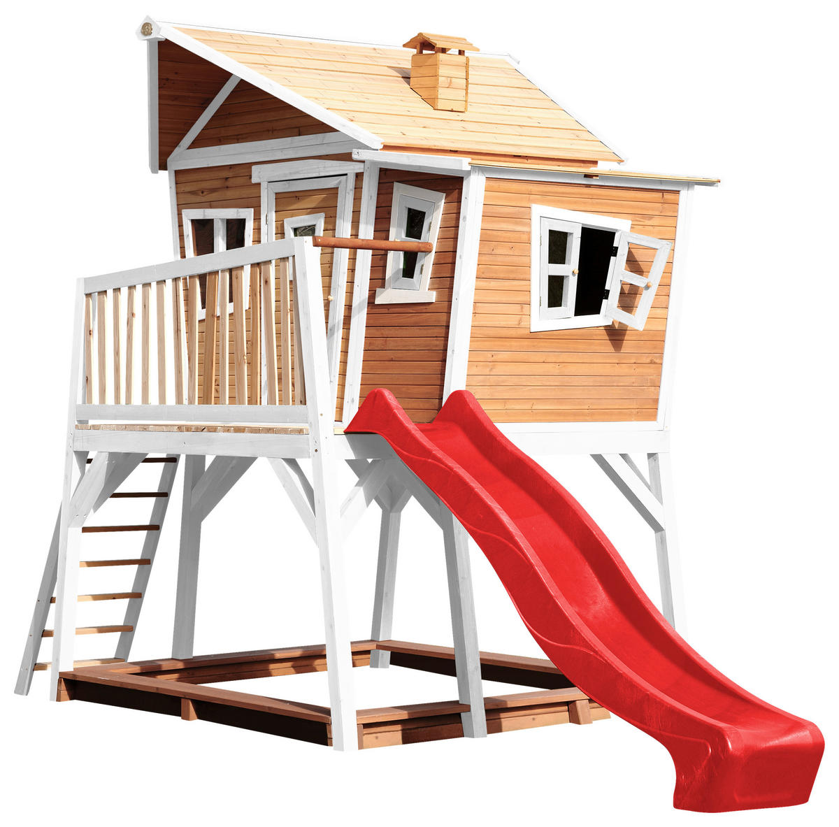 SPIELTURM 432/288/193 cm  - Rot/Braun, KONVENTIONELL, Holz (432/288/193cm) - Ambia Garden