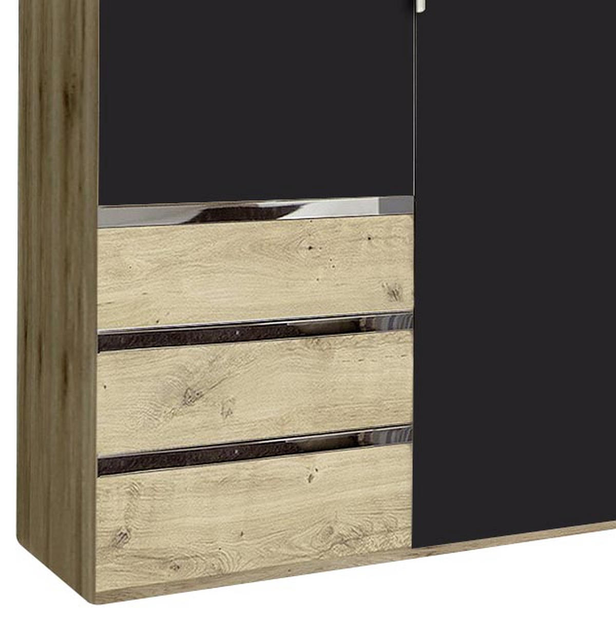 DREHTÜRENSCHRANK in Graphitfarben, Eichefarben  - Chromfarben/Eichefarben, Modern, Glas/Holzwerkstoff (300/216/58cm) - MID.YOU