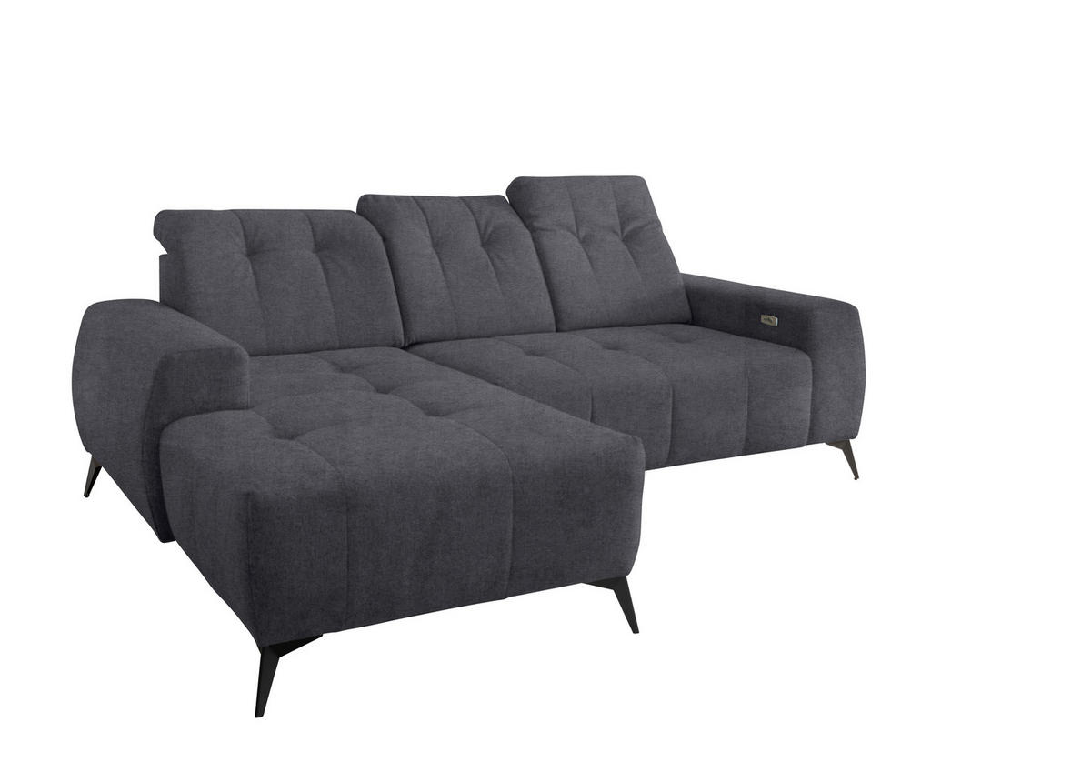 ECKSOFA in Mikrofaser Anthrazit  - Anthrazit/Schwarz, Modern, Textil/Metall (180/258cm) - Livetastic