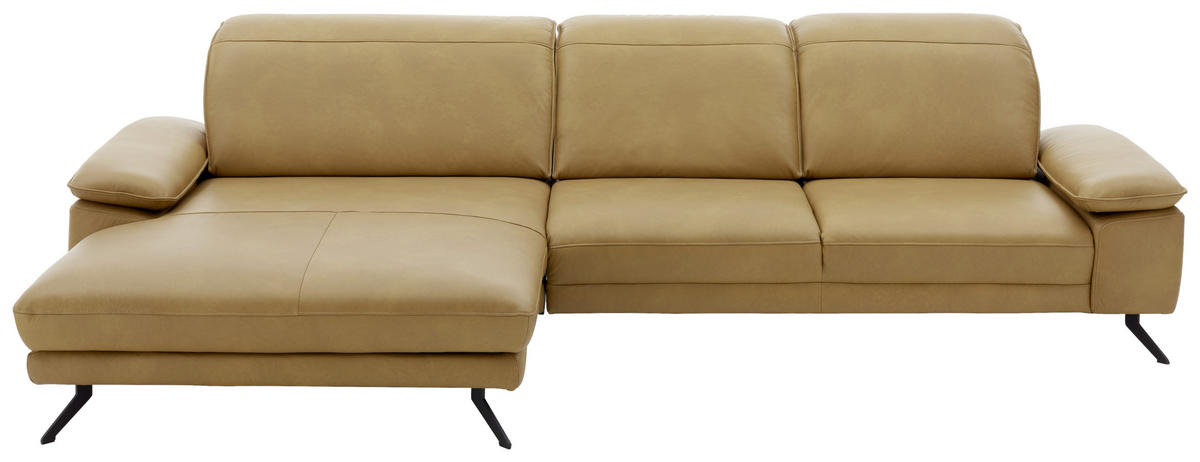 ECKSOFA in Echtleder Hellbraun  328/193 cm  - Hellbraun/Schwarz, Design, Leder/Metall (328/193cm) - Dieter Knoll