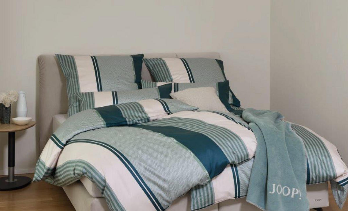 POSTELJINA S DVA LICA 140/200 cm  Herringbone Stripes  - smaragdno zelena, Konvencionalno, tekstil (140/200cm) - Joop!