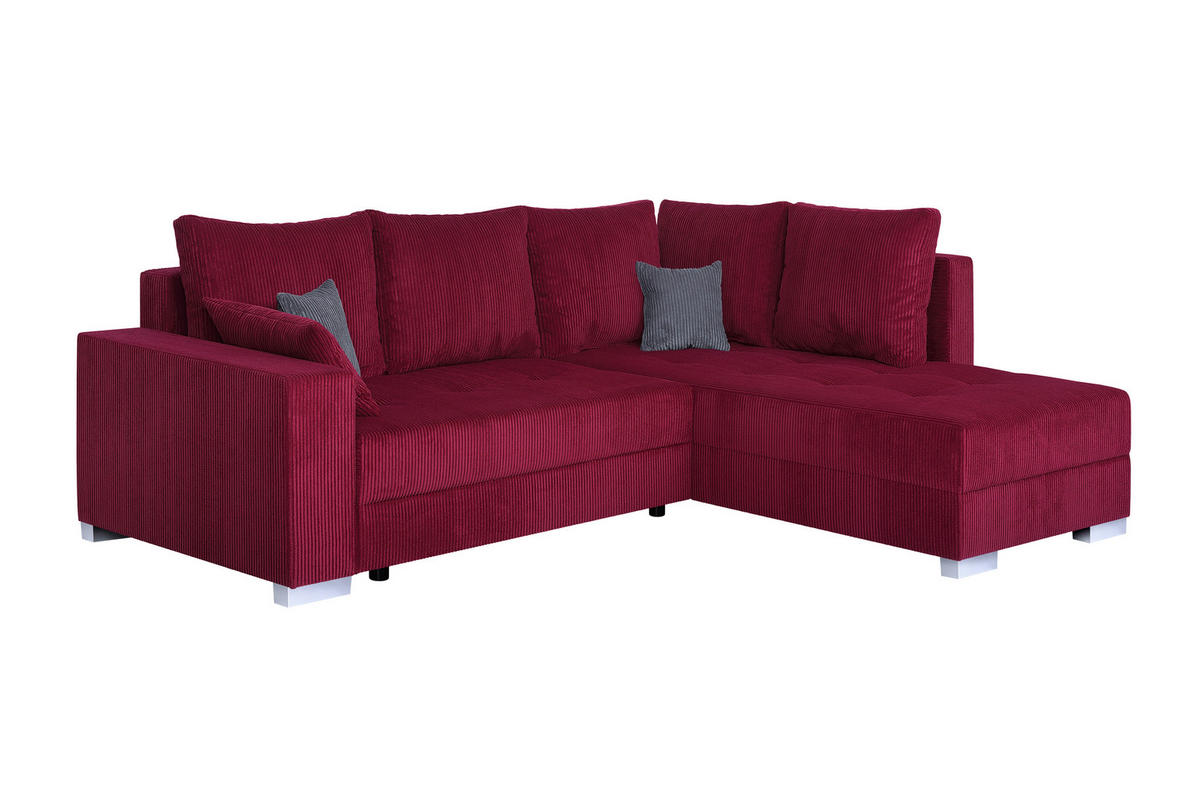 ECKSOFA Rot Cord  - Chromfarben/Rot, Design, Kunststoff/Textil (260/218cm) - P & B